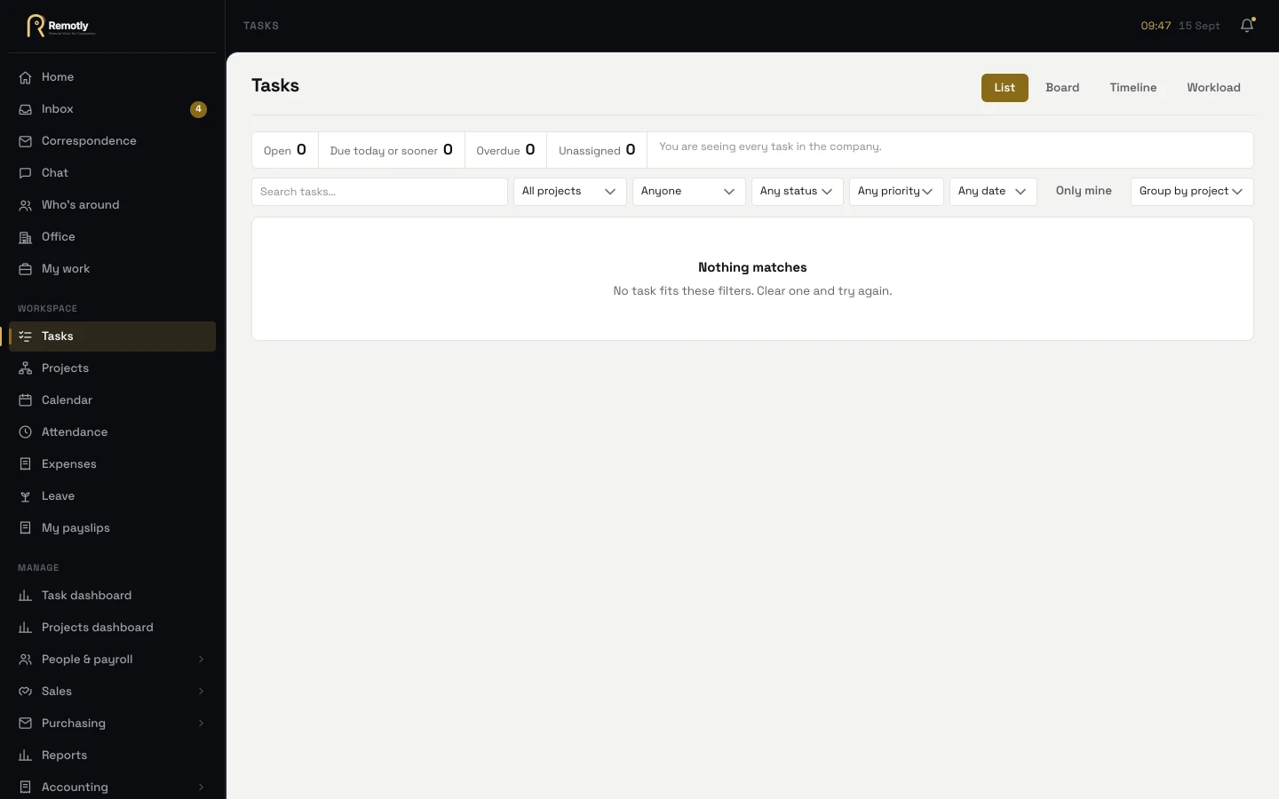 Projects and tasks, in the same system as the people